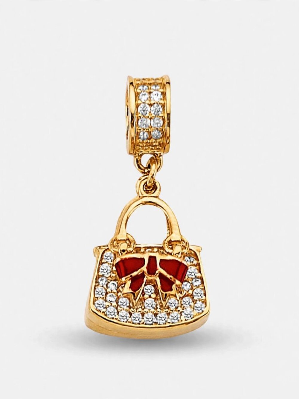 14K Gold CZ Purse Charm By Tehrani Jewelry